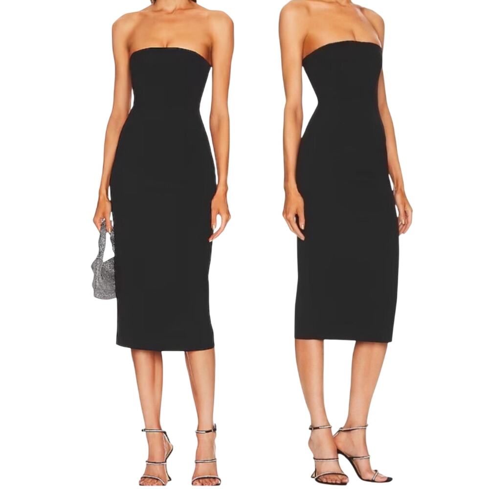 L'Academie x Marianna Hewitt Sunny Strapless Midi Dress Corset Strapless Black